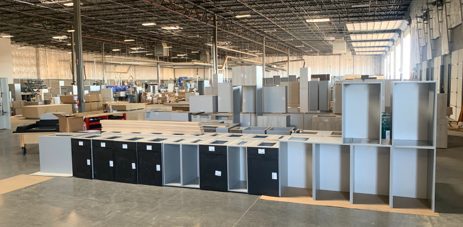 group of cabinets colored white and black