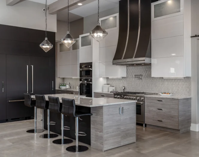 sleek black kitchen remodel